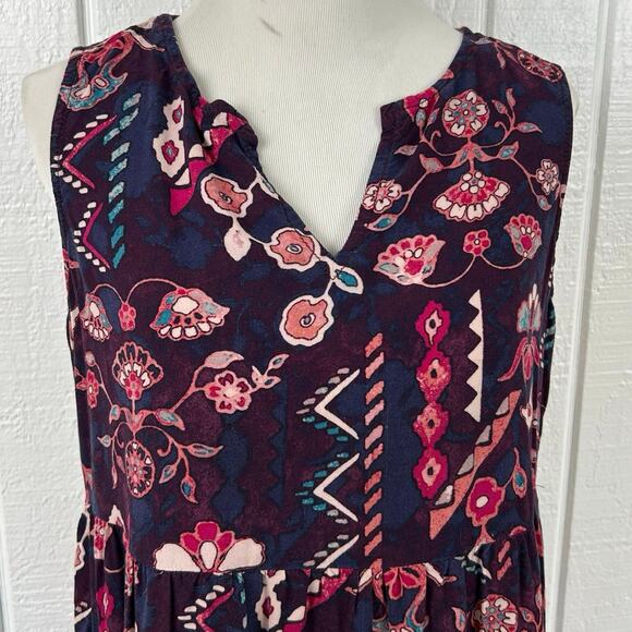 BeachLunchLounge Women Dress Boho Beach Midi Tiered Purple Sleeveless Size XS - Picture 3 of 7